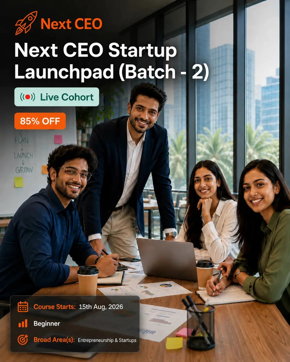 NextCEO Startup Launchpad — live cohort, course starts 15th August 2026